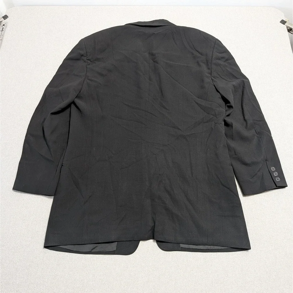 Giorgio Armani Men's Black 44L Suit Jacket Pure Virgin Wool Notch Italian Prom